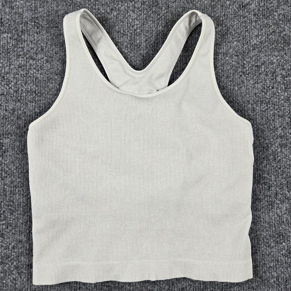 DSG Ribbed Racerback Tank Top Womens Small Grey Seamless Crop Activewear SKU1234